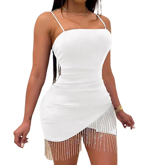 Spaghetti Strap Tassel Mini Dress