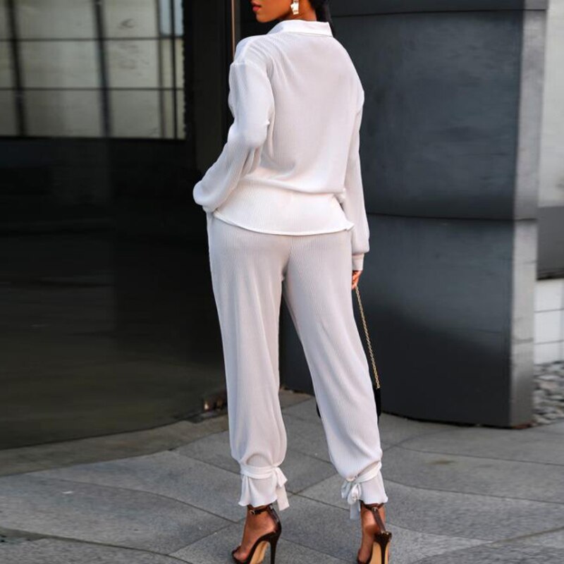 Casual Solid Top and Long Pant