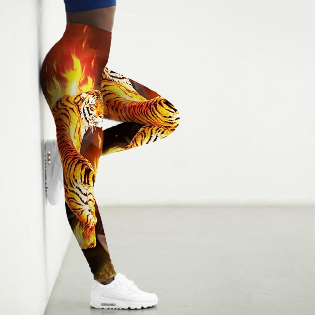 Printed Yoga Legging - Fiery Tiger