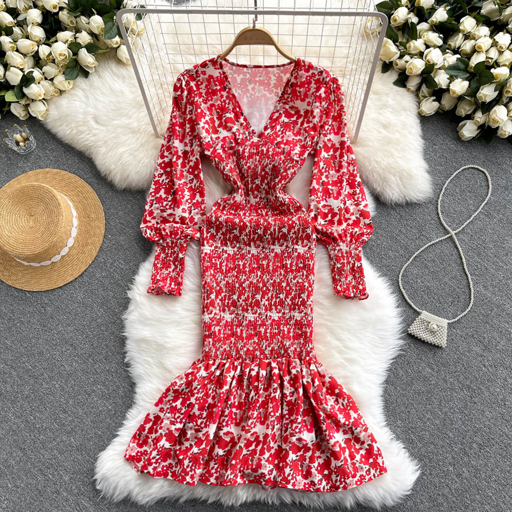 Pop of Red Knee-length Spring Dress